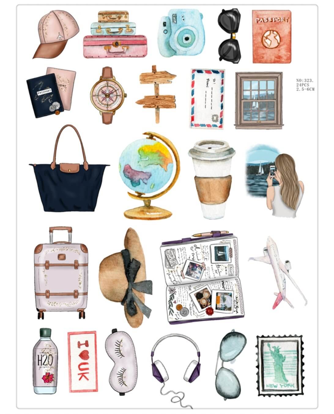 24pcs Travel Stickers - Luxury DTF