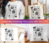 Collage showcasing the boho leopard print ghost DTF transfer design on a white t-shirt, sweatshirt, tote bag, and mousepad, highlighting customization options for online sale.