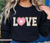 Love DTF Transfer, creative chenille like print, ready to press DTF transfer to most fabrics. Beautiful white chenille like love letters with pink shades heart and Gold sequin like edges | LuxuryDTF.com