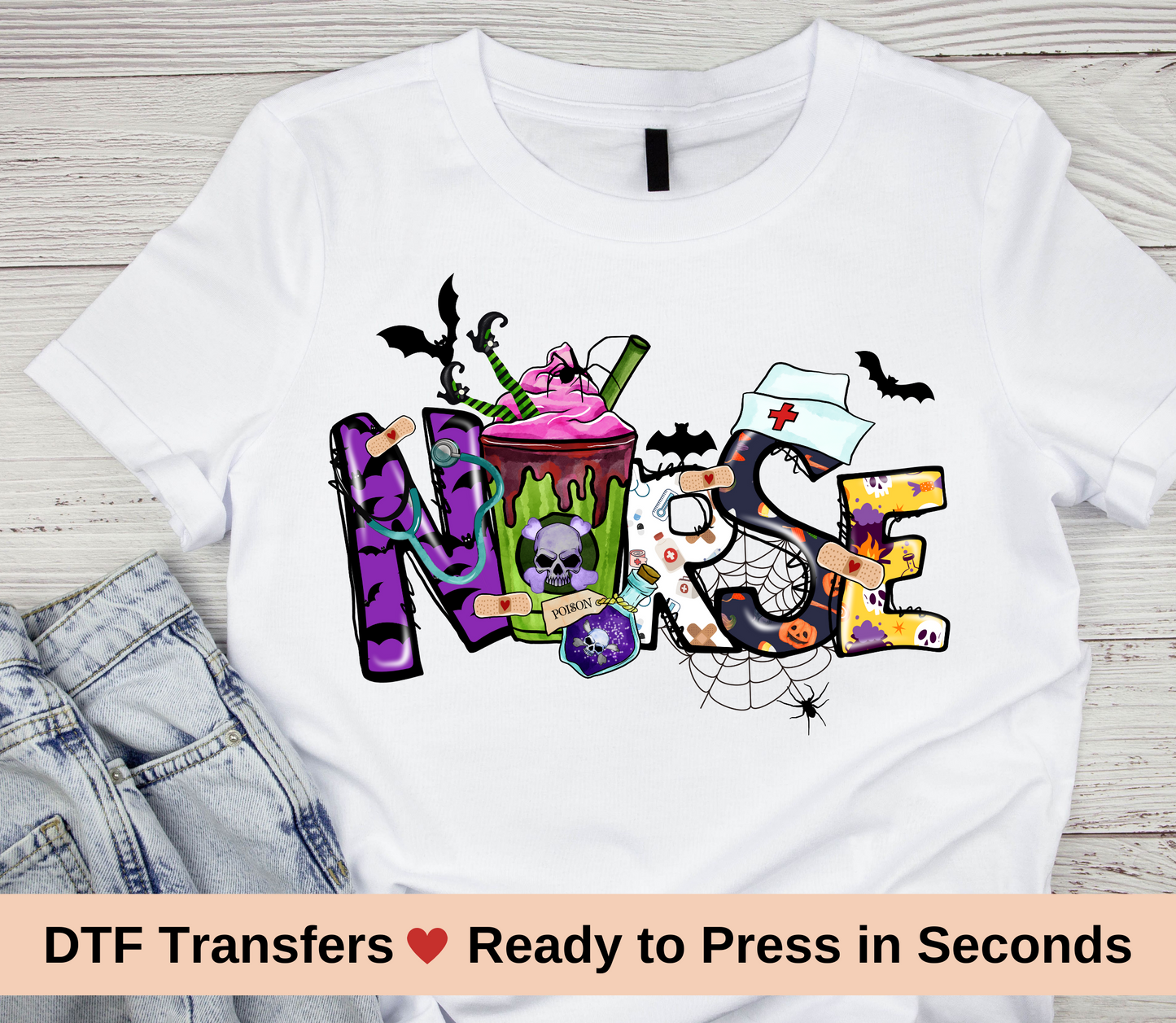 Fun Nurse Halloween DTF Transfers