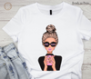 Fashionable girl boss coffee DTF transfer on t-shirt