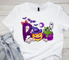 Fun colorful Halloween 'Boo' design on a white t-shirt - Halloween DTF Transfers by LuxuryDTF.com