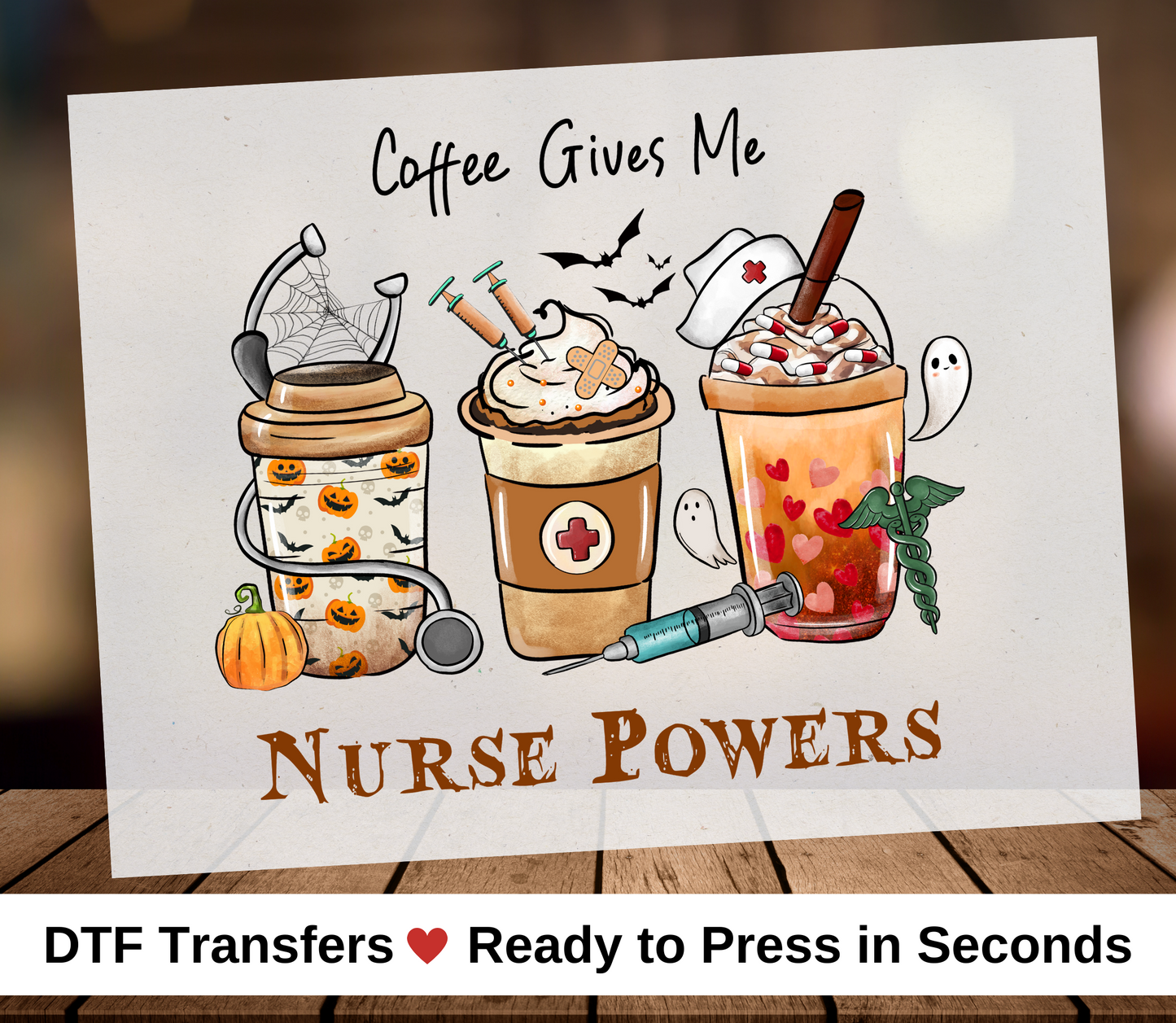 Fun Nurse Powers Halloween DTF Transfer | LuxuryDTF.com