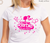 Come on Barbie Lets go Party - Pink DTF Transfer on Model - Close-up White Shirt | Luxurydtf.com
