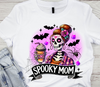 Spooky mom dtf transfer, spooky mom halloween dtf transfers, mom halloween transfers, skeleton halloween dtf transfers, heat transfers