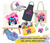 Pink Car Cartoon DTF Transfer on Canvas Art, Hat, Apron, Jeans, Shirt, Tote Bag, Makeup Bag