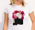 Elegant Flower Box Logo in DTF Transfers printed on a white t-shirt