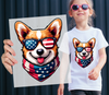 America Corgi Dog DTF Transfer | ready to press 4th of July transfers