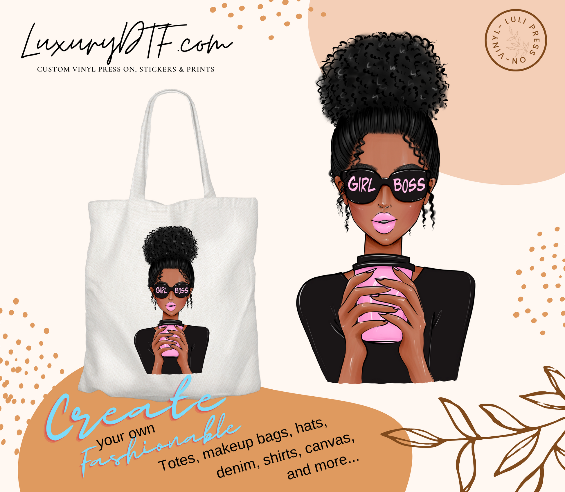 Girl Boss Coffee Lover DTF Transfer for Fashion Lovers