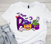 Boo Halloween DTF transfer for kids design, on a white t-shirt. A fun and colorful cartoon dtf transfer, easy to apply on t-shirts and apparels.