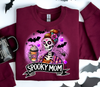 Spooky Mom - Halloween DTF Transfer Ready to Press on a red sweatshirt