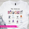 Close-up of Personalized "Family Boo Crew" DTF heat transfer with customized family names, ready to press for Halloween apparel.