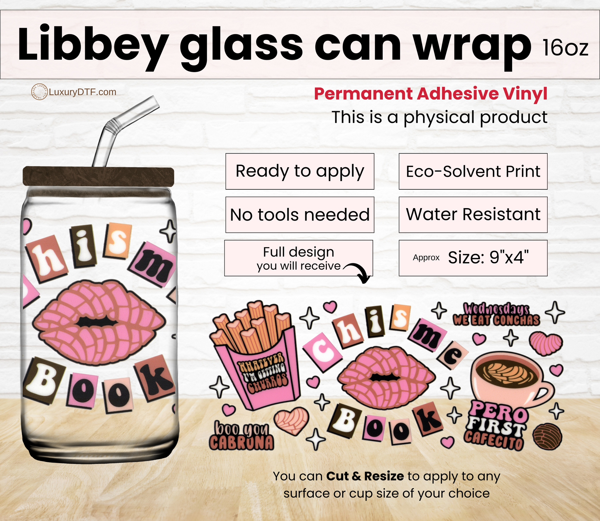 UV DTF Cup Wraps, Chisme, Gossip fun UV DTF cup wrap | LuxuryDTF
