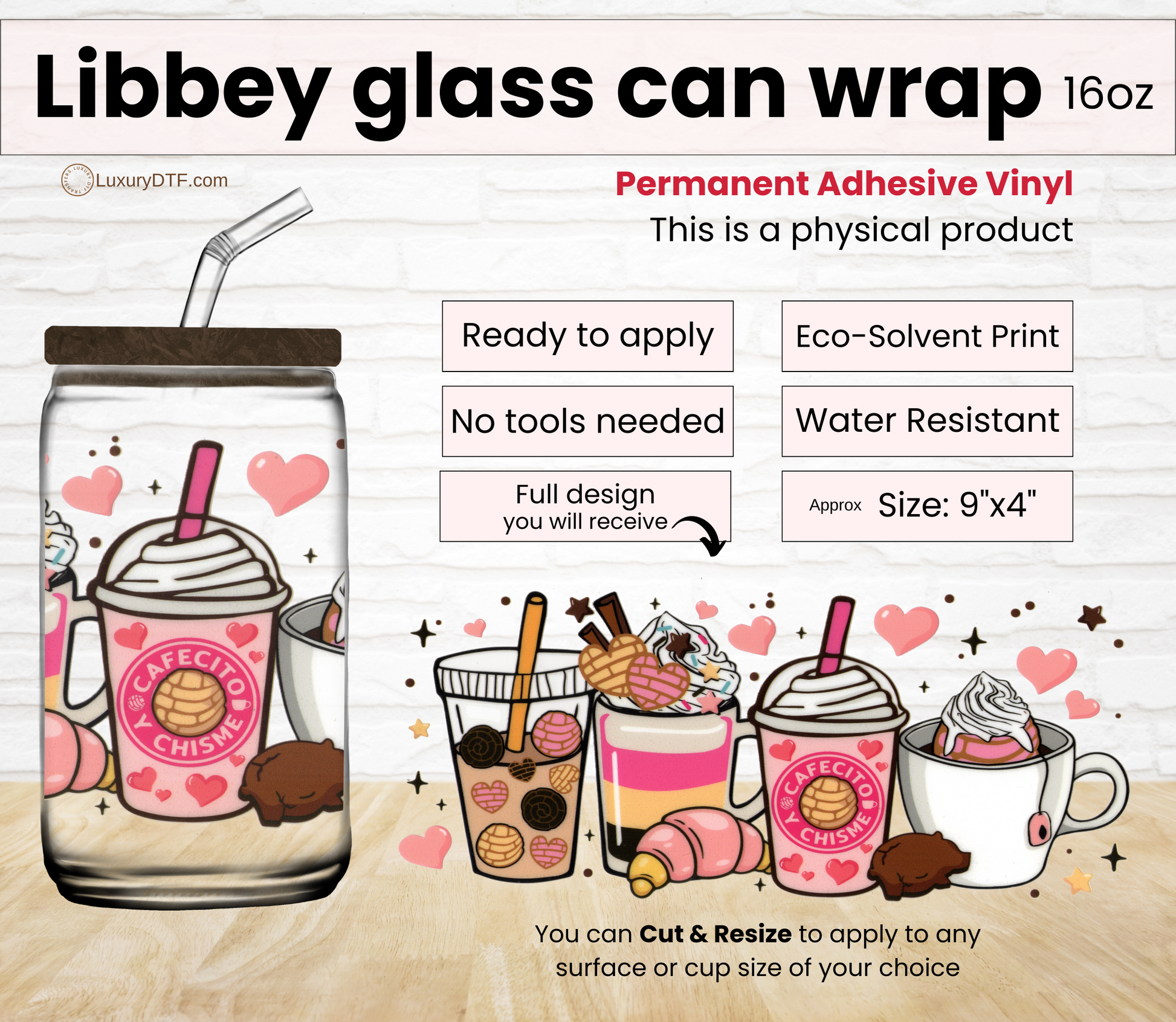 Coffee lovers permanent adhesive vinyl fun glass stickers | LuxuryDTF