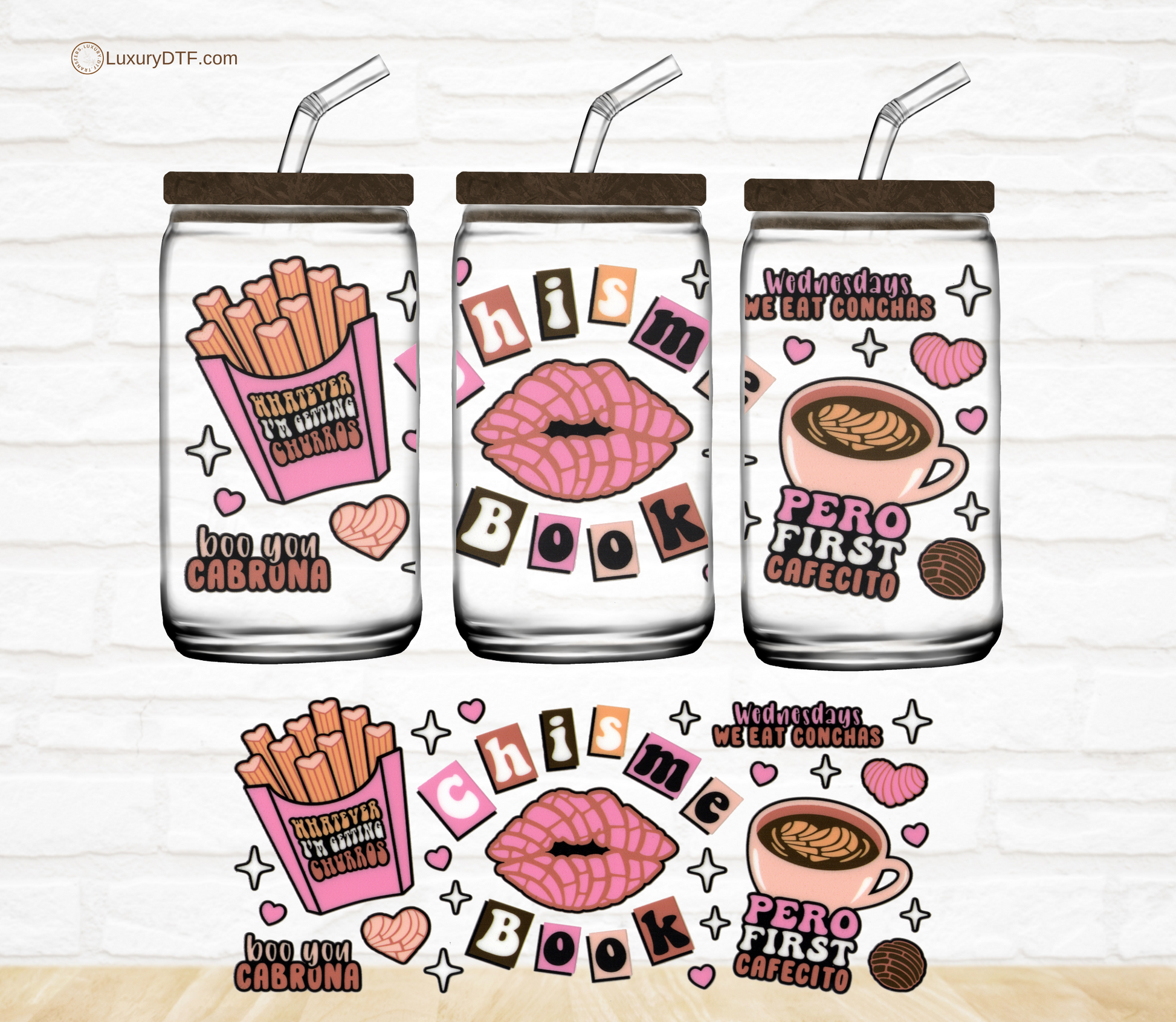 Funny UV DTF Cup Wraps for Glass Cups | Gossip Lips | LuxuyDTF
