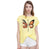 Beautiful Butterfly Logo in DTF Transfers printed on a yellow t-shirt of a girl