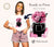 Beautiful Pink Flowers Logo in DTF transfers printed on a white t-shirt of a girl