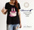 DTF Transfers logo of Chanel Pink Love printed on a black t-shirt of a girl